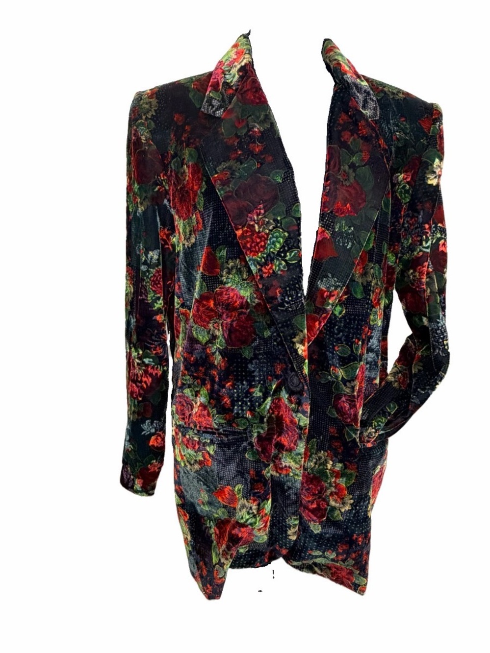 Katie Brooke Velvet Floral Ling Sleeve Blazer Jacket, vintage